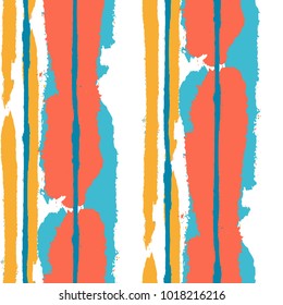 Seamless Background with Stripes Painted Lines. Texture with Vertical Dry Brush Strokes. Scribbled Grunge Rapport for Linen, Fabric, Wallpaper. Trendy Vector Background