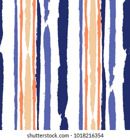 Seamless Background with Stripes Painted Lines. Texture with Vertical Dry Brush Strokes. Scribbled Grunge Rapport for Sportswear, Fabric, Cloth. Retro Vector Background
