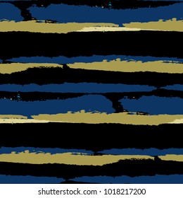 Seamless Background with Stripes Painted Lines. Texture with Horizontal Dry Brush Strokes. Scribbled Grunge Pattern for Linen, Fabric, Textile. Trendy Vector Background with Stripes