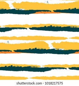 Seamless Background with Stripes Painted Lines. Texture with Horizontal Brush Strokes. Scribbled Grunge Rapport for Linen, Fabric, Wallpaper. Trendy Vector Background with Stripes