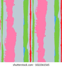 Seamless Background with Stripes Painted Lines. Texture with Vertical Brush Strokes. Scribbled Grunge Pattern for Sportswear, Fabric, Wallpaper. Trendy Vector Background with Stripes