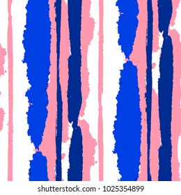 Seamless Background with Stripes Painted Lines. Texture with Vertical Dry Brush Strokes. Scribbled Grunge Motif for Linen, Fabric, Textile. Retro Vector Background with Stripes