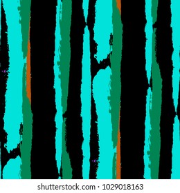 Seamless Background with Stripes Painted Lines. Texture with Vertical Dry Brush Strokes. Scribbled Grunge Pattern for Linen, Fabric, Wallpaper. Retro Vector Background