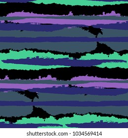 Seamless Background with Stripes Painted Lines. Texture with Horizontal Dry Brush Strokes. Scribbled Grunge Rapport for Sportswear, Paper, Cloth. Trendy Vector Background with Stripes