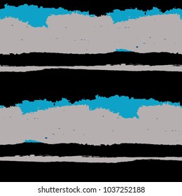 Seamless Background with Stripes Painted Lines. Texture with Horizontal Dry Brush Strokes. Scribbled Grunge Rapport for Cloth, Swimwear, Textile. Retro Vector Background