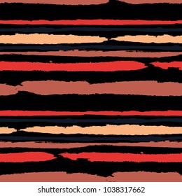 Seamless Background with Stripes Painted Lines. Texture with Horizontal Brush Strokes. Scribbled Grunge Pattern for Sportswear, Fabric, Wallpaper. Rustic Vector Background