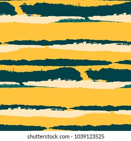 Seamless Background with Stripes Painted Lines. Texture with Horizontal Brush Strokes. Scribbled Grunge Motif for Cloth, Fabric, Textile. Trendy Vector Background with Stripes