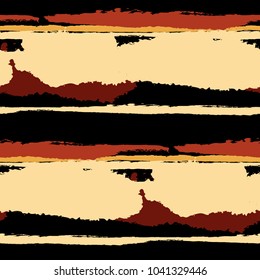 Seamless Background with Stripes Painted Lines. Texture with Horizontal Brush Strokes. Scribbled Grunge Pattern for Linen, Fabric, Textile. Rustic Vector Background