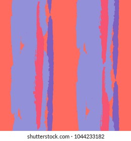 Seamless Background with Stripes Painted Lines. Texture with Vertical Dry Brush Strokes. Scribbled Grunge Pattern for Cloth, Swimwear, Textile. Rustic Vector Background with Stripes
