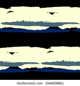 Seamless Background with Stripes Painted Lines. Texture with Horizontal Dry Brush Strokes. Scribbled Grunge Pattern for Sportswear, Paper, Cloth. Retro Vector Background