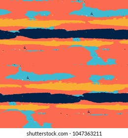 Seamless Background with Stripes Painted Lines. Texture with Horizontal Brush Strokes. Scribbled Grunge Rapport for Sportswear, Fabric, Cloth. Retro Vector Background