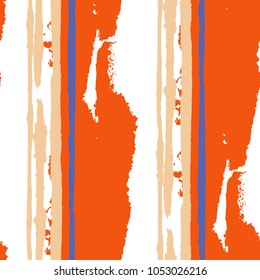 Seamless Background with Stripes Painted Lines. Texture with Vertical Dry Brush Strokes. Scribbled Grunge Motif for Sportswear, Paper, Cloth. Retro Vector Background with Stripes