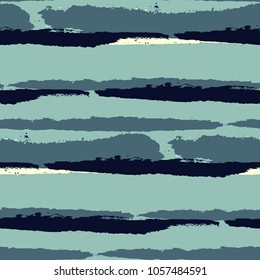 Seamless Background with Stripes Painted Lines. Texture with Horizontal Brush Strokes. Scribbled Grunge Pattern for Linen, Fabric, Textile. Retro Vector Background