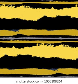 Seamless Background with Stripes Painted Lines. Texture with Horizontal Dry Brush Strokes. Scribbled Grunge Pattern for Linen, Fabric, Textile. Rustic Vector Background