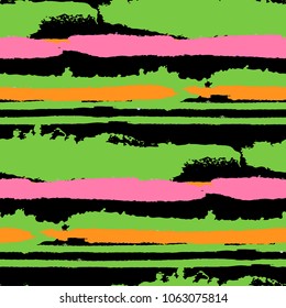 Seamless Background with Stripes Painted Lines. Texture with Horizontal Brush Strokes. Scribbled Grunge Pattern for Sportswear, Paper, Cloth. Trendy Vector Background with Stripes