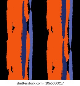 Seamless Background with Stripes Painted Lines. Texture with Vertical Brush Strokes. Scribbled Grunge Pattern for Linen, Fabric, Textile. Trendy Vector Background with Stripes