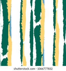 Seamless Background with Stripes Painted Lines. Texture with Vertical Dry Brush Strokes. Scribbled Grunge Motif for Linen, Fabric, Textile. Retro Vector Background