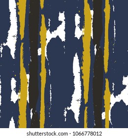 Seamless Background with Stripes Painted Lines. Texture with Vertical Dry Brush Strokes. Scribbled Grunge Motif for Cloth, Swimwear, Textile. Retro Vector Background