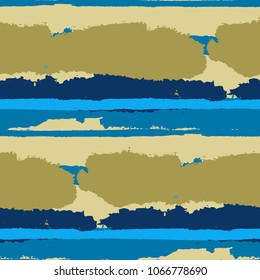 Seamless Background with Stripes Painted Lines. Texture with Horizontal Dry Brush Strokes. Scribbled Grunge Pattern for Linen, Fabric, Wallpaper. Retro Vector Background with Stripes