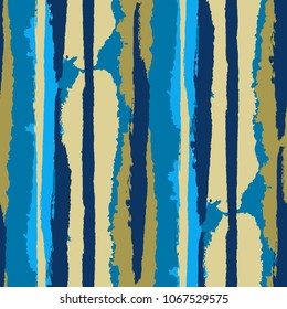 Seamless Background with Stripes Painted Lines. Texture with Vertical Dry Brush Strokes. Scribbled Grunge Motif for Cloth, Swimwear, Textile. Rustic Vector Background with Stripes
