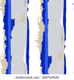 Seamless Background with Stripes Painted Lines. Texture with Vertical Dry Brush Strokes. Scribbled Grunge Rapport for Cloth, Fabric, Textile. Trendy Vector Background with Stripes
