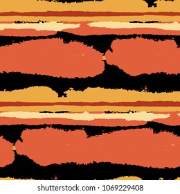 Seamless Background with Stripes Painted Lines. Texture with Horizontal Brush Strokes. Scribbled Grunge Pattern for Cloth, Fabric, Textile. Trendy Vector Background