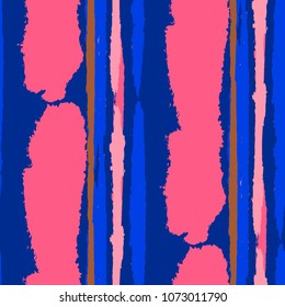 Seamless Background with Stripes Painted Lines. Texture with Vertical Brush Strokes. Scribbled Grunge Pattern for Cloth, Fabric, Textile. Rustic Vector Background