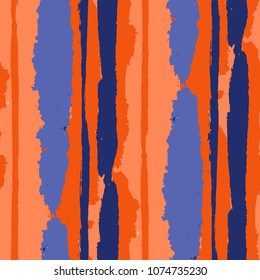 Seamless Background with Stripes Painted Lines. Texture with Vertical Dry Brush Strokes. Scribbled Grunge Motif for Sportswear, Fabric, Wallpaper. Trendy Vector Background
