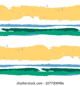 Seamless Background with Stripes Painted Lines. Texture with Horizontal Brush Strokes. Scribbled Grunge Motif for Sportswear, Fabric, Wallpaper. Rustic Vector Background