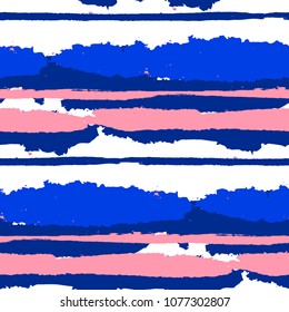 Seamless Background with Stripes Painted Lines. Texture with Horizontal Brush Strokes. Scribbled Grunge Pattern for Sportswear, Fabric, Wallpaper. Rustic Vector Background