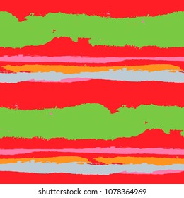 Seamless Background with Stripes Painted Lines. Texture with Horizontal Brush Strokes. Scribbled Grunge Rapport for Linen, Fabric, Wallpaper. Trendy Vector Background with Stripes