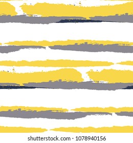 Seamless Background with Stripes Painted Lines. Texture with Horizontal Brush Strokes. Scribbled Grunge Motif for Linen, Fabric, Wallpaper. Trendy Vector Background
