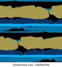 Seamless Background with Stripes Painted Lines. Texture with Horizontal Brush Strokes. Scribbled Grunge Motif for Cloth, Swimwear, Textile. Rustic Vector Background