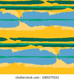 Seamless Background with Stripes Painted Lines. Texture with Horizontal Brush Strokes. Scribbled Grunge Motif for Sportswear, Paper, Cloth. Rustic Vector Background with Stripes