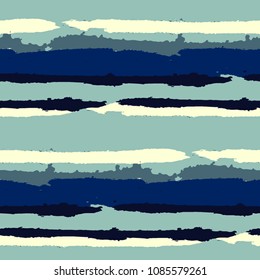 Seamless Background with Stripes Painted Lines. Texture with Horizontal Dry Brush Strokes. Scribbled Grunge Motif for Cloth, Fabric, Textile. Rustic Vector Background