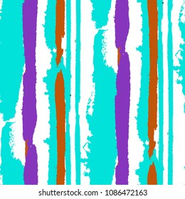 Seamless Background with Stripes Painted Lines. Texture with Vertical Dry Brush Strokes. Scribbled Grunge Pattern for Cloth, Fabric, Textile. Rustic Vector Background with Stripes