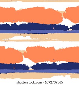 Seamless Background with Stripes Painted Lines. Texture with Horizontal Dry Brush Strokes. Scribbled Grunge Rapport for Sportswear, Paper, Cloth. Rustic Vector Background