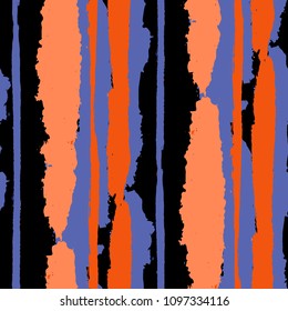 Seamless Background with Stripes Painted Lines. Texture with Vertical Brush Strokes. Scribbled Grunge Motif for Linen, Fabric, Wallpaper. Rustic Vector Background