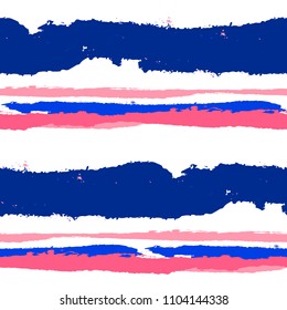 Seamless Background with Stripes Painted Lines. Texture with Horizontal Dry Brush Strokes. Scribbled Grunge Motif for Linen, Fabric, Wallpaper. Retro Vector Background with Stripes