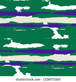 Seamless Background with Stripes Painted Lines. Texture with Horizontal Dry Brush Strokes. Scribbled Grunge Motif for Cloth, Fabric, Textile. Rustic Vector Background with Stripes