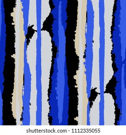 Seamless Background with Stripes Painted Lines. Texture with Vertical Dry Brush Strokes. Scribbled Grunge Pattern for Linen, Fabric, Wallpaper. Retro Vector Background