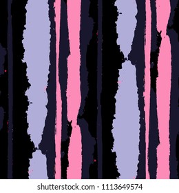 Seamless Background with Stripes Painted Lines. Texture with Vertical Dry Brush Strokes. Scribbled Grunge Motif for Linen, Fabric, Textile. Rustic Vector Background
