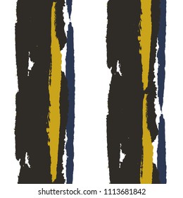 Seamless Background with Stripes Painted Lines. Texture with Vertical Dry Brush Strokes. Scribbled Grunge Motif for Cloth, Swimwear, Textile. Rustic Vector Background with Stripes