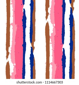Seamless Background with Stripes Painted Lines. Texture with Vertical Brush Strokes. Scribbled Grunge Rapport for Sportswear, Fabric, Cloth. Retro Vector Background