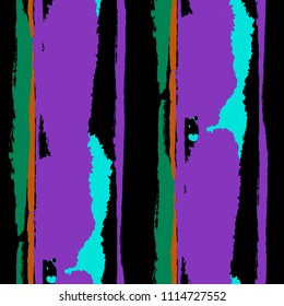 Seamless Background with Stripes Painted Lines. Texture with Vertical Dry Brush Strokes. Scribbled Grunge Motif for Linen, Fabric, Textile. Rustic Vector Background with Stripes