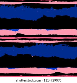 Seamless Background with Stripes Painted Lines. Texture with Horizontal Dry Brush Strokes. Scribbled Grunge Rapport for Sportswear, Fabric, Cloth. Trendy Vector Background