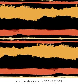 Seamless Background with Stripes Painted Lines. Texture with Horizontal Dry Brush Strokes. Scribbled Grunge Pattern for Sportswear, Fabric, Cloth. Retro Vector Background with Stripes
