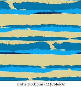 Seamless Background with Stripes Painted Lines. Texture with Horizontal Brush Strokes. Scribbled Grunge Pattern for Sportswear, Paper, Cloth. Retro Vector Background