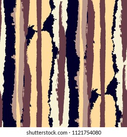 Seamless Background with Stripes Painted Lines. Texture with Vertical Dry Brush Strokes. Scribbled Grunge Pattern for Linen, Fabric, Textile. Retro Vector Background