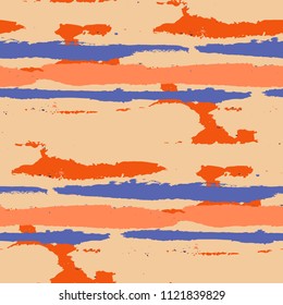 Seamless Background with Stripes Painted Lines. Texture with Horizontal Brush Strokes. Scribbled Grunge Pattern for Cloth, Fabric, Textile. Rustic Vector Background with Stripes